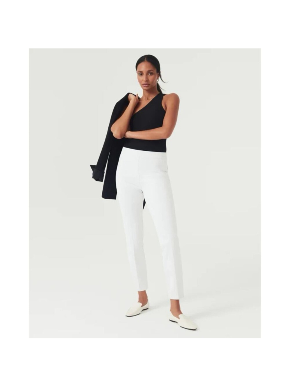 SPANX Women's On-the-Go Ankle Slim Straight Pant Pull On White M